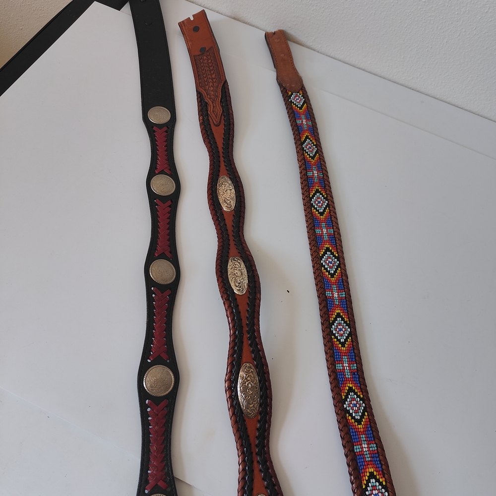 Three vintage western belts sz36 to 40